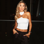 Women Clothing Summer Pure Sexy Sleeveless Slim Fit Cropped Halter Vest YIMAIL