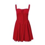 Women Clothing Autumn French Court Ballet Sexy Waist Girdling Band Strap Dress Burgatti