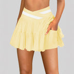 Summer Pantskirt Anti Exposure High Waist Contrast Color Mesh Pleated Skirt Ballet Short Skirt Women Midol