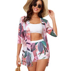 Swimsuit Women Print Casual Vacation Boxers Three Piece Sets Beach Cover up SOKO