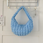 Joli sac à main portable en paille, crocheté à la main, couleur unie, idéal pour les vacances à la mer. Sac de plage pour femme. 