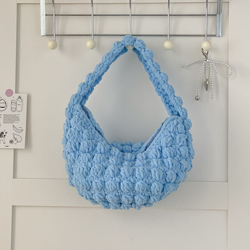 Joli sac à main portable en paille, crocheté à la main, couleur unie, idéal pour les vacances à la mer. Sac de plage pour femme. 