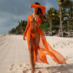 Arrival Solid Color Chiffon Sexy Long Sleeved Beach Dress Bright One Piece Maxi Dress Three Colors Micoo