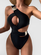 Solid Color Bikini Metal Round Buckle Sexy Bikini Swimsuit Twingo