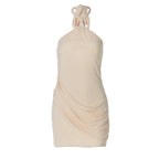 Robe courte dos nu sexy d'été, coupe sexy, broderies vaporeuses, couleur unie, style streetwear.