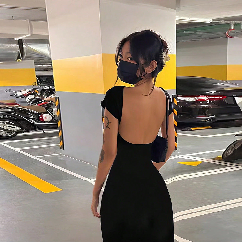 Sexy Bare Back Slim Fit Waist Controlled Slimming Party Disco Dress Yiskiss