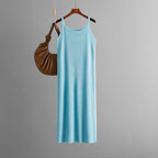 Summer Women Casual Loose Solid Color Simple Camisole Knitted Dress SEVENSUMMER