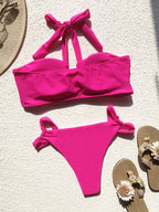 Bikini Double Bikini Solid Color Swimsuit Stitching Swimming Suit Women Sexy Swimsuit Strap CHENS