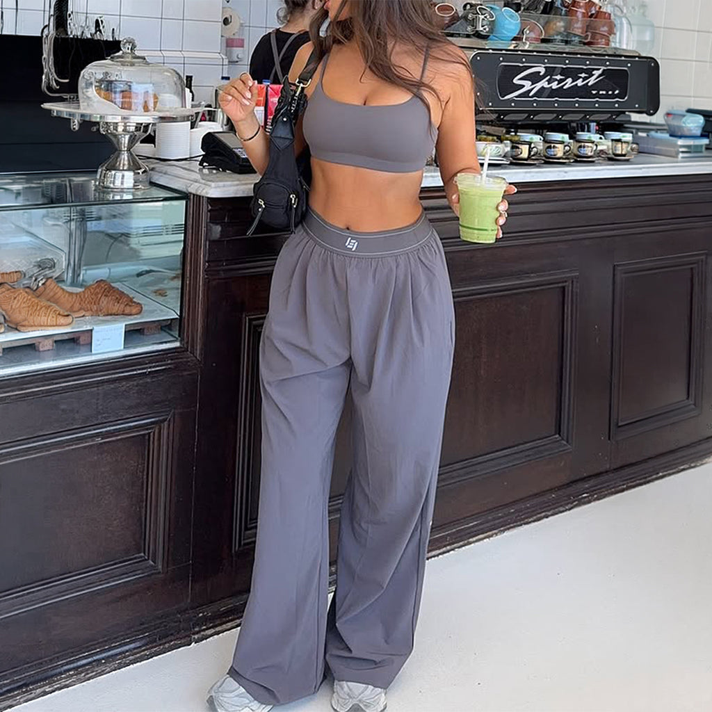Sports Bandeau Sling Straight Long Pants Two Piece Sets Women Clothing Summer Zoyun