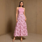 Spring Summer Halter Print Stitching Large Hem Fully Lined Evening Dress Party Dress HENGACHI