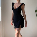 Summer Sexy French V neck Summer Vacation Sheath Dress Burgatti