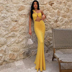 Vestido ajustado plisado con un hombro al descubierto y corte sexy de color liso para mujer de verano
