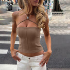 Women Slim Sexy Vest Solid Color Strap Tube Top BULLINGER
