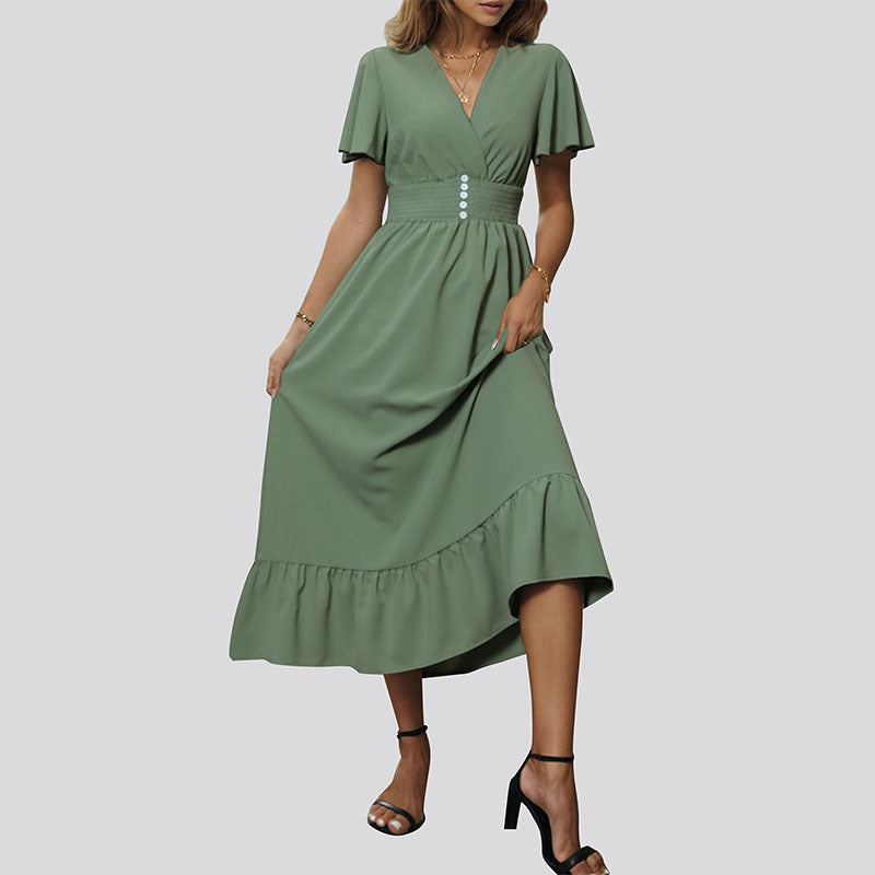 Summer Women Slim Fit Green Dress HUNDRED