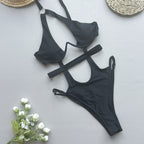One Piece Swimsuit Women Sexy Bikini Ladies Solid Color Swimwear Bikini Ellie