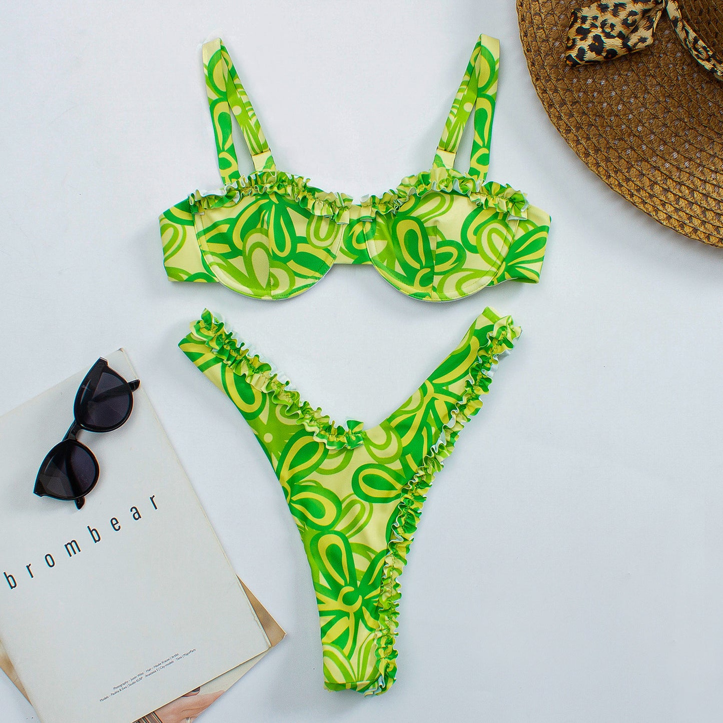 Bikini Mujer Estampado Digital Encaje Pequeño Transparente Traje De Baño Mujer Traje De Baño