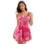 Swimsuit Women Dress Conservatively Thin Printing Bianco