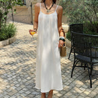 Women Clothing Summer French Vacation White Texture Pleated Dress Dee