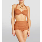 Maillot de bain bikini taille haute à licou pour femme