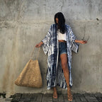 Sun-Protective Clothing Lace Printing Cardigan Long Sleeve Beach Vacation Bikini Outwear Blouse Women Mangar