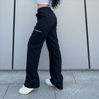 Pantalons tendance pour femmes, pantalons cargo tendance, pantalons à poches et fermetures éclair, pantalons amples de style urbain à jambes droites, pantalons de ville