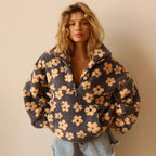 Pull en polaire douce et chaude pour femme, motif floral, idéal pour l'automne et l'hiver.