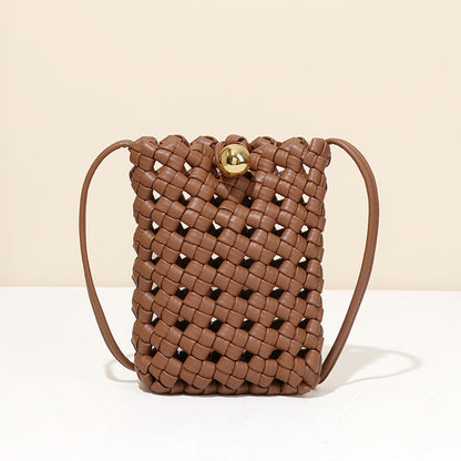 Maillard Hand Woven Convenient Compact Mini Shoulder Crossbody Mobile Phone Bag Gilding Buckle Small Square Bag Export Bag
