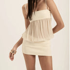 Summer off Neck Sexy Tube Top Sexy See through Sling Sheath Dress EBELIAN