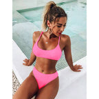 Wave Pattern Lady Sexy Split Triangle Strap Bikini Beach Nightclub Swimsuit Mojo