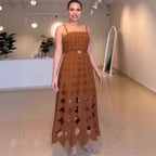 Summer High Waist Hollow Out Cutout out Camisole Printed Fashionable Elegant Dress Babeloon