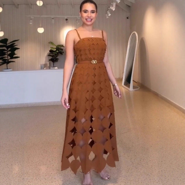 Summer High Waist Hollow Out Cutout out Camisole Printed Fashionable Elegant Dress Babeloon