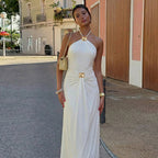 Women Clothing Spring Summer Sexy Waist Trimming Back Hollow Out Cutout out Tied Dress Women BULLINGER