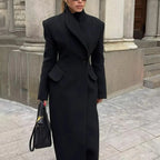 Korean Elegant British Long Cut Coat Women Spring Woolen Coat OFMY