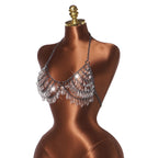 Pearl Sexy Halter Beach Collarbone Accessories Multi Layer Body Cha Hadid