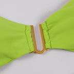 Fresh Solid Color High Slit Low Waist Bikini Sexy Split Swimsuit Women Bikini Thunder