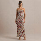 Spring Summer Suspender Sequined Sheath Dress Party Holiday Split Dress Oyrina