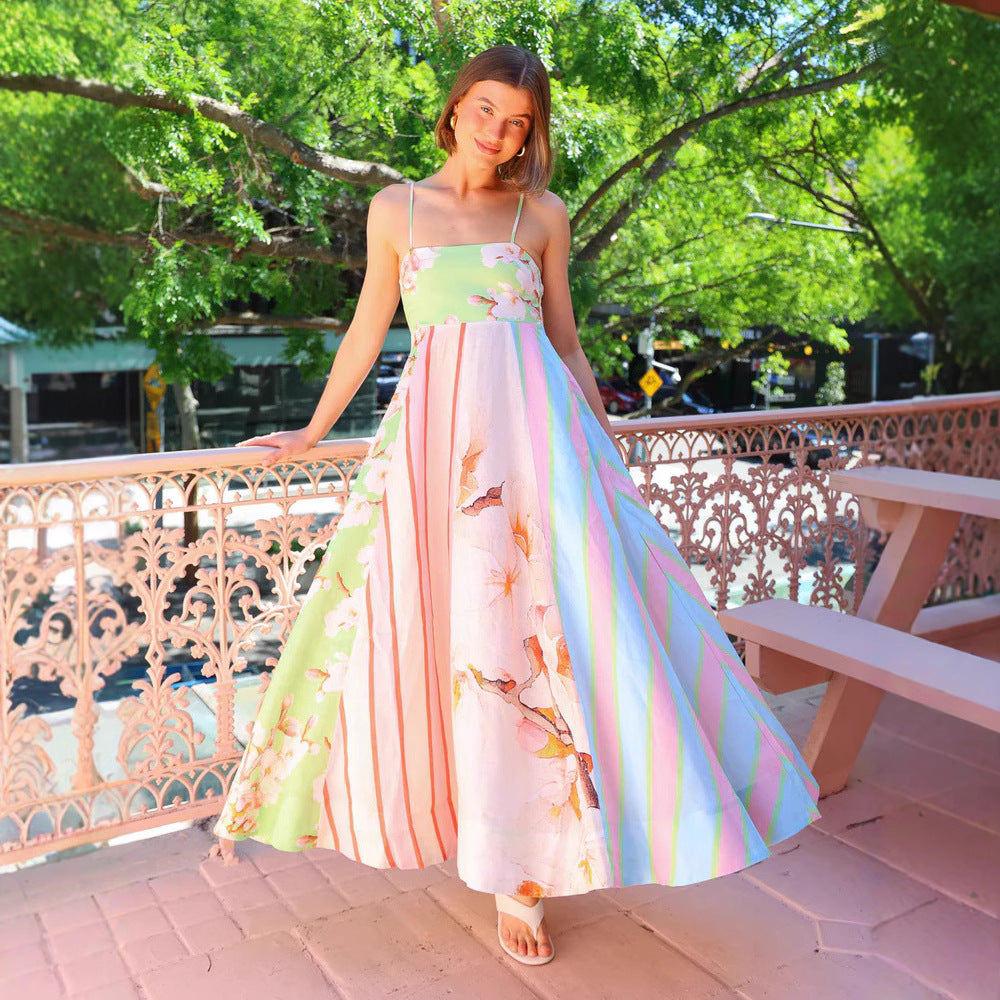 Sling Graffiti Printing Large Swing Dress XUYUN