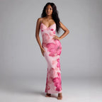 Summer Women Clothing Sexy Printing V-neck Brace Backless Slimming Dress WensDiva