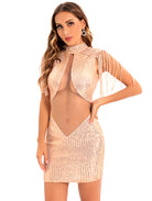 Sexy Sheer Mesh Stitching Dress Women Clothing Evening Dress YAMIKA