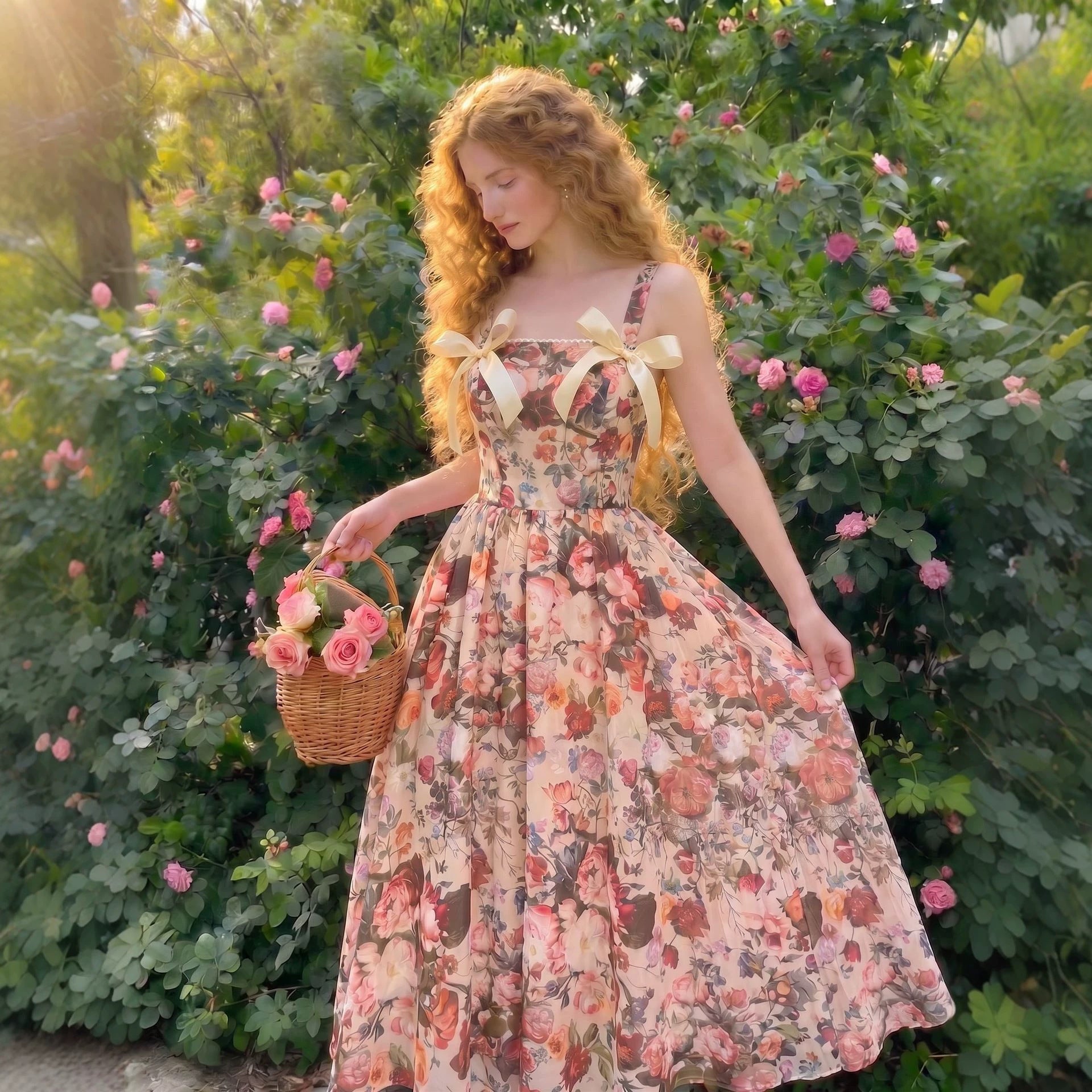 Loose Lazy Small Strapless Sexy Strap Dress Summer Korean Texture Floral Dress EverBillion