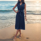 Summer Dress Sleeveless Solid Color Beach Dress HUNDRED