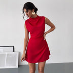 Robe d'été en satin pour femme, robe en satin de haute qualité