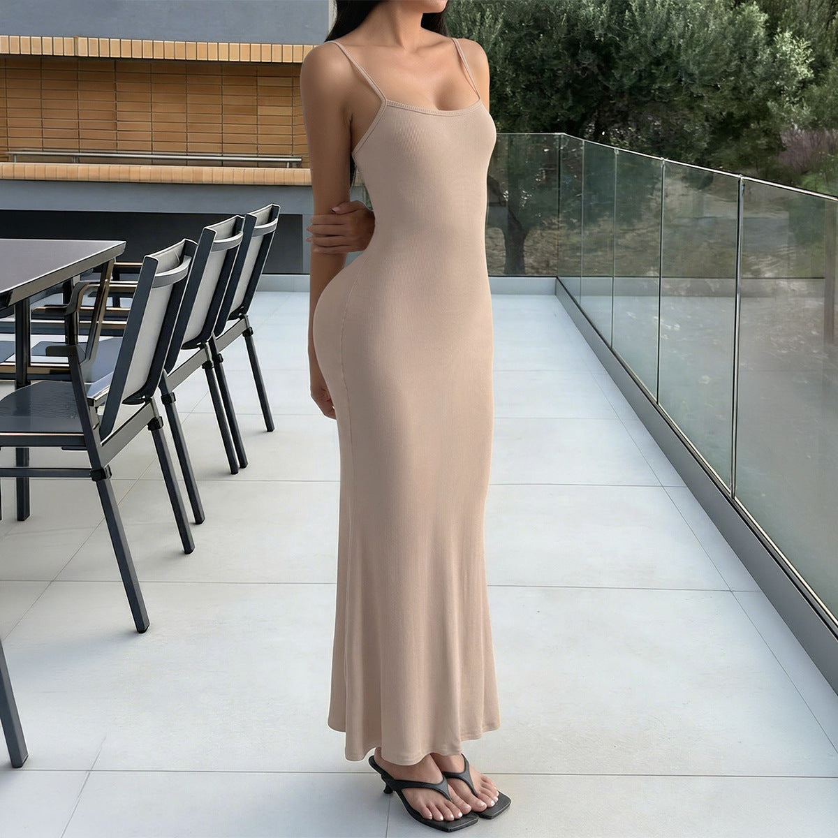 Women Clothing Summer Sexy Sling Slim Fit Sheath Fishtail Dress Dee