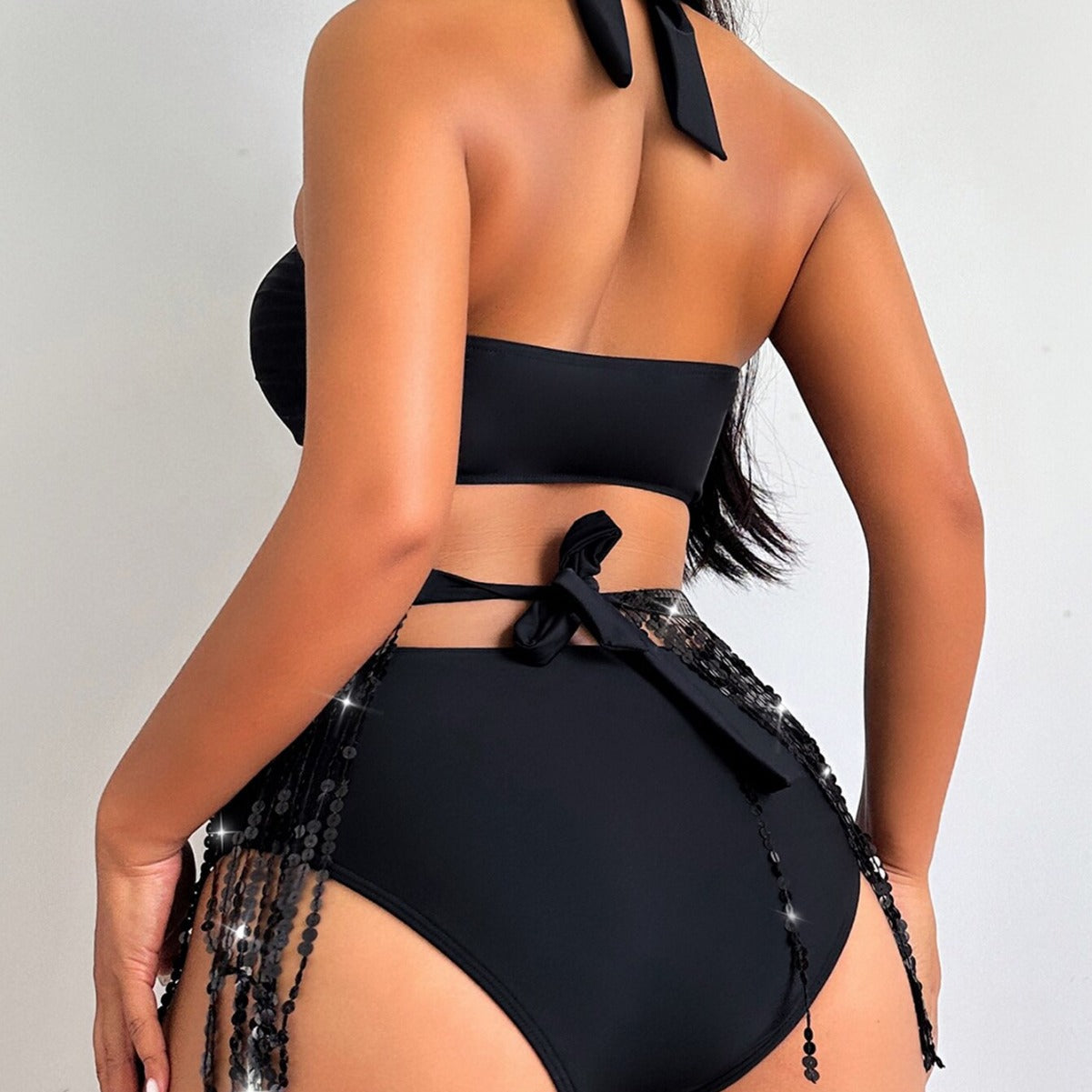 Ladies Swimming Split Suit Three Piece Sexy Bikini Butterfly Sequin Gauze Summer Swimsuit
