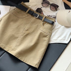 Korean Retro Easy Matching Washing Water Denim Skirt Women Summer High Waist Slimming Hip Wrapped Sexy A line Skirt Sunnygrace