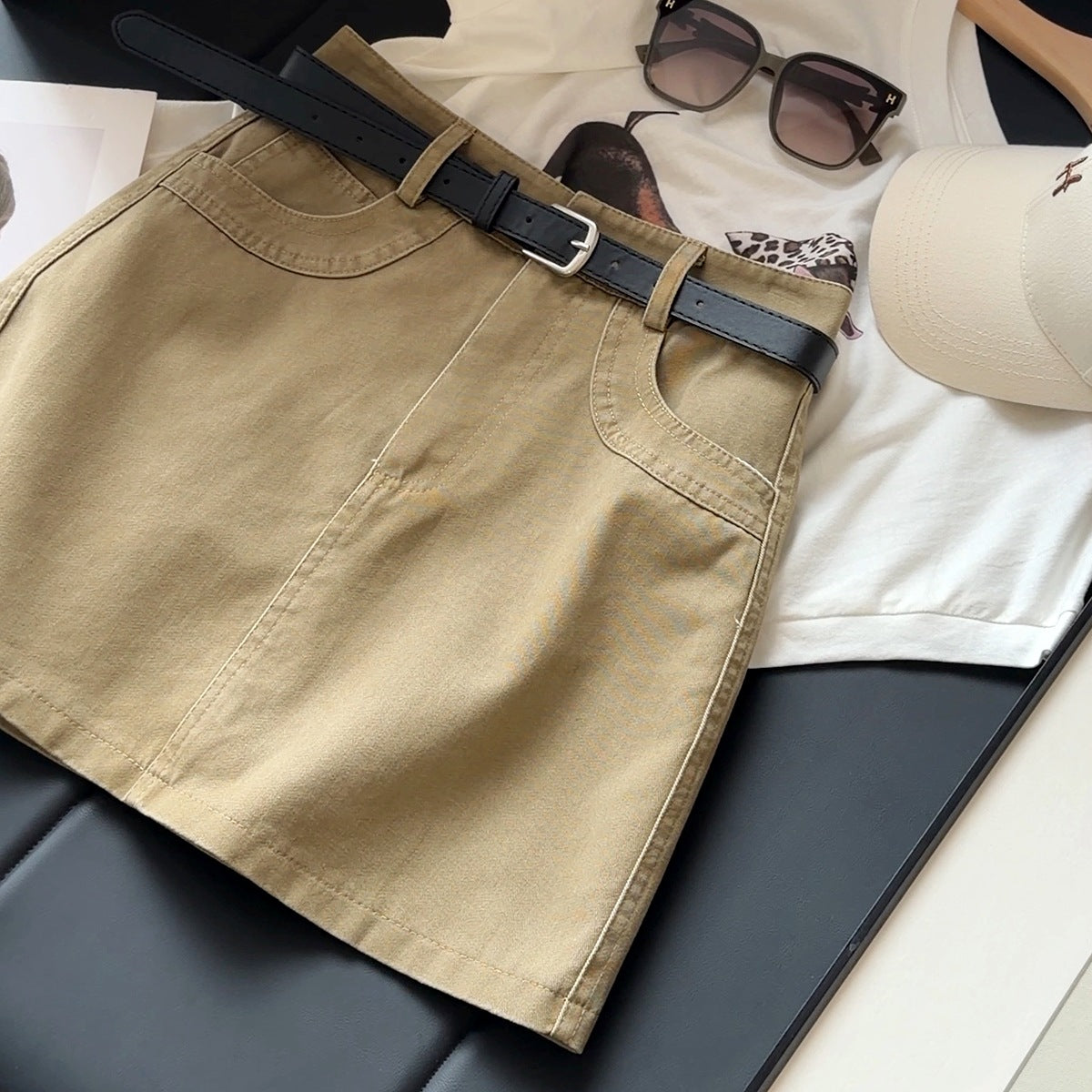 Korean Retro Easy Matching Washing Water Denim Skirt Women Summer High Waist Slimming Hip Wrapped Sexy A line Skirt Sunnygrace