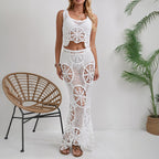 Beach Solid Color Sexy Cutout Beach Bikini Swimsuit Sun Protection Beach Two Piece Sets Women Mangar