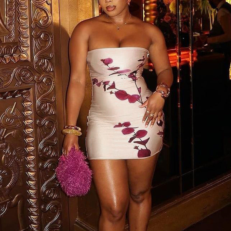Robe courte sexy à imprimé tube et coupe slim pour femme