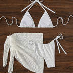 Halter Lace up Three Piece Bikini Tulle Skirt Sexy Women Swimsuit Chimie