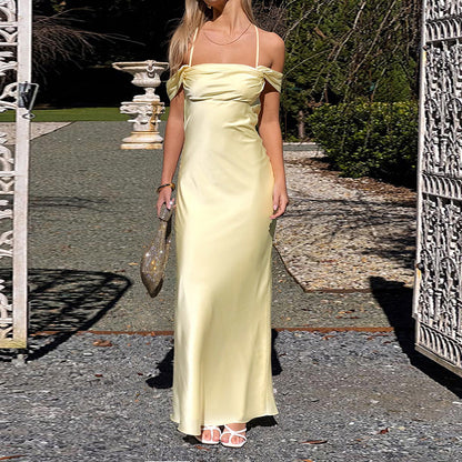 Strap Satin off Shoulder Evening Dress Backless Sexy Dress FREYA